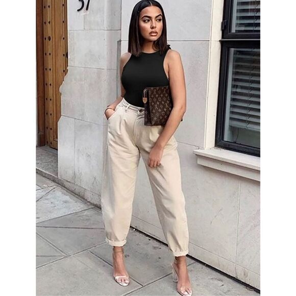 NEW REORIA Criss Cross Halter Neck Bodysuit Top M - Picture 3 of 5